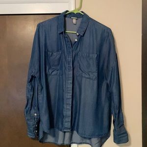 Loose fitted denim button up
